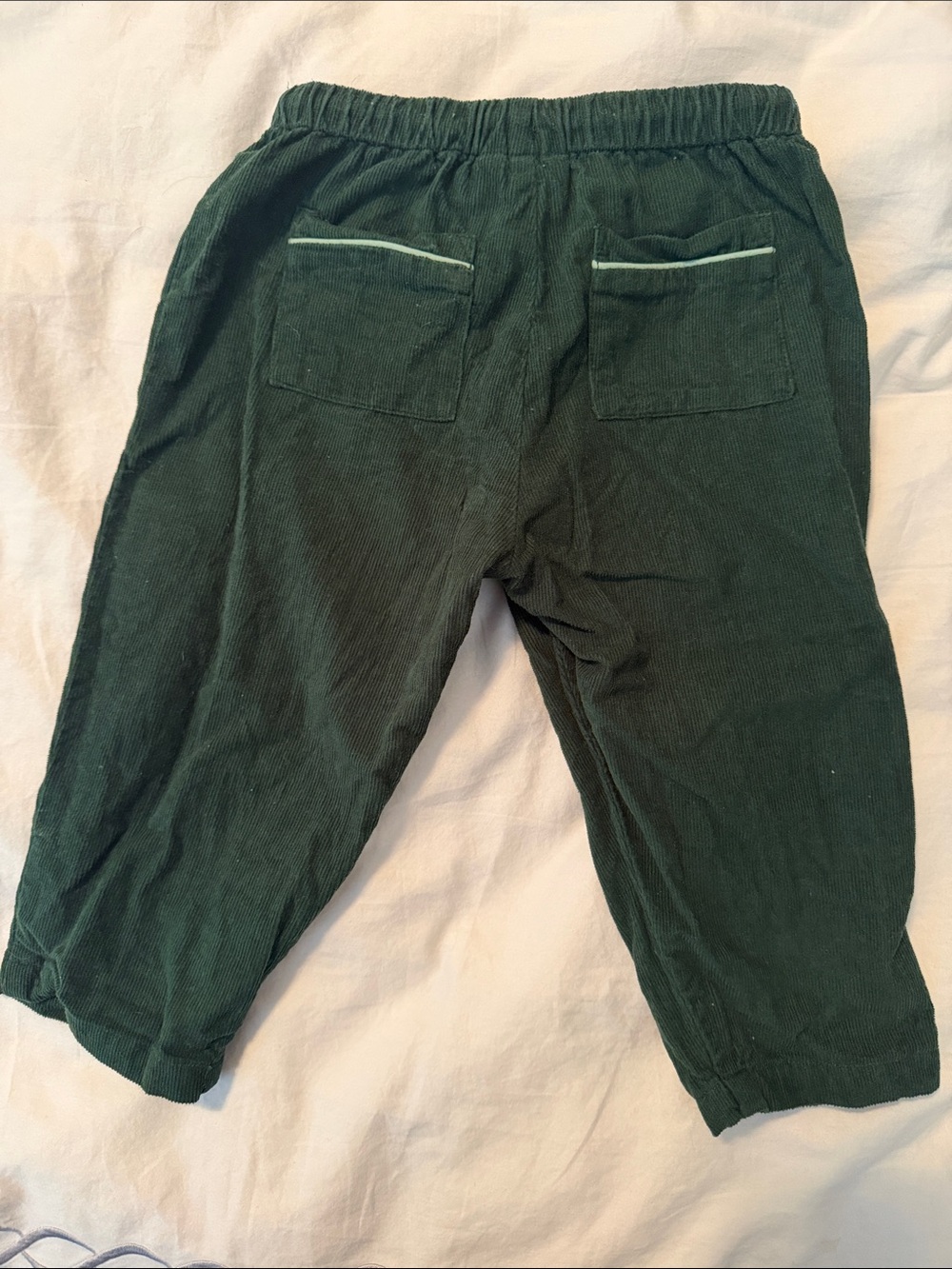 Children's Olive Green Corduroy Pants with Drawstring - Picture 3 of 4
